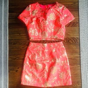 *on hold, not for sale* Hot Pink/Coral+Gold Co-Ord